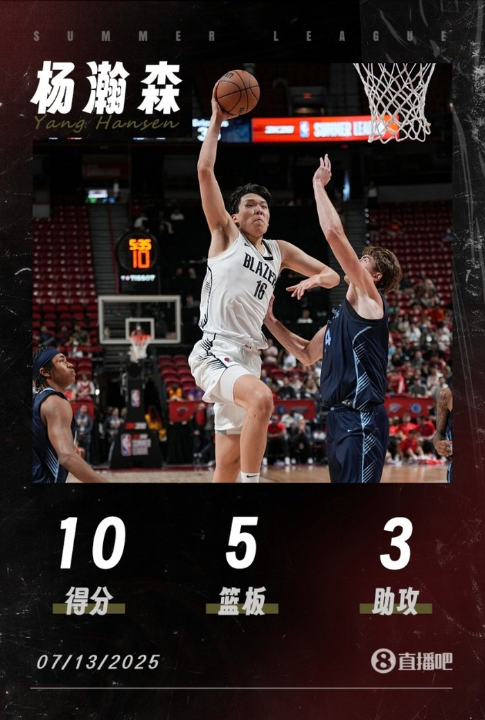 包含杨瀚森夏联第四场7投3中，得到8分8篮板5助攻3盖帽的词条  第2张